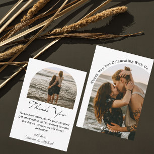 Elegant Double Photo Arch Wedding Thank You  Card