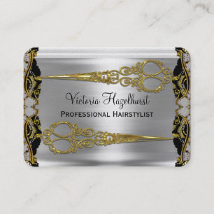 Elegant Double Scissors French Shadow Hairstylist Business Card