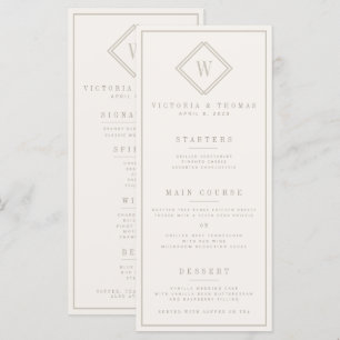 Elegant Double-Sided Beige Minimalist Wedding Menu