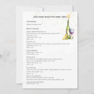 Elegant Double Sided MENU Template Wine Cheese