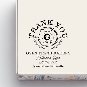 Elegant Doughnut Thank You Name Bakery Rubber Stamp