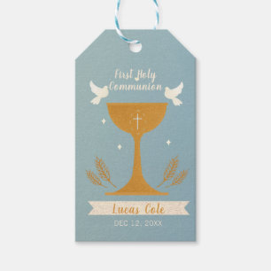 Elegant Dove and Chalice First Communion Tag