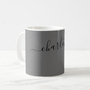 Elegant Dove Grey Colour Modern Name Personalized Coffee Mug