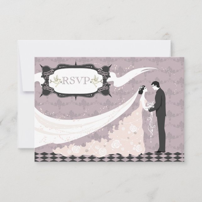 Elegant Doves, Bride & Groom RSVP Wedding (Front)