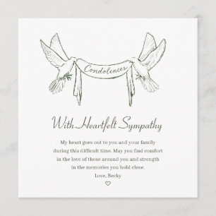 Elegant Doves Condolences Heartfelt Sympathy Card