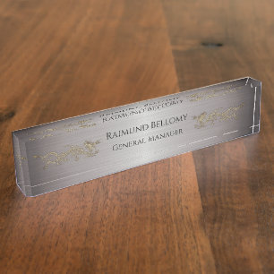 Elégant Dragon Argent Metallic Desk Plaque signal
