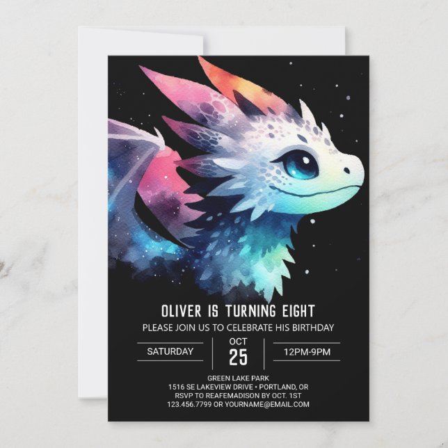 Elegant Dragon Birthday Digital Invitation (Front)