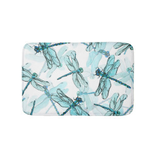 Elegant Dragonflies: Watercolor Wonder Bath Mat