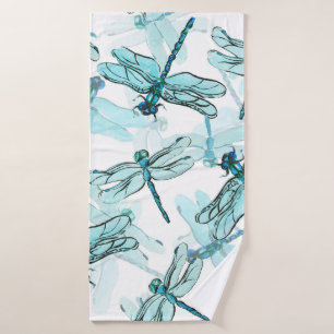 Elegant Dragonflies: Watercolor Wonder Bath Towel
