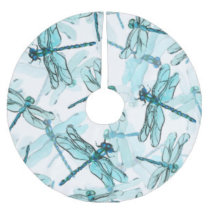 Elegant Dragonflies: Watercolor Wonder Brushed Polyester Tree Skirt