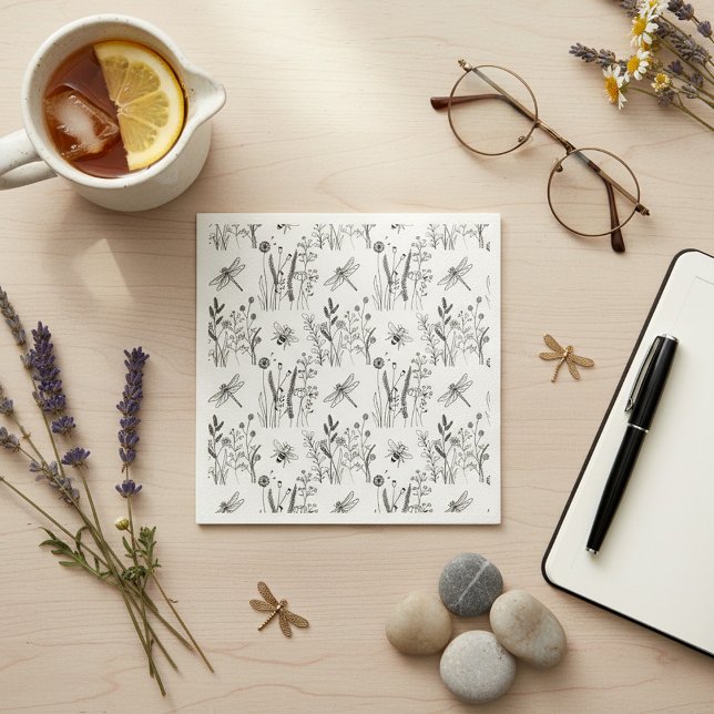 Elegant Dragonflies & Wildflowers  Napkin (Creator Uploaded)