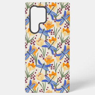 Elegant Dragonfly and Crocus floral Pattern Samsung Galaxy Case