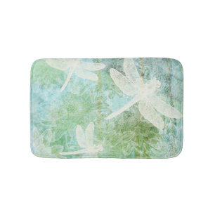 Elegant Dragonfly And Flower Pattern Bath Mat