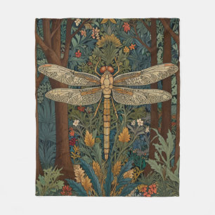 Elegant dragonfly artwork botanical boho chic fleece blanket