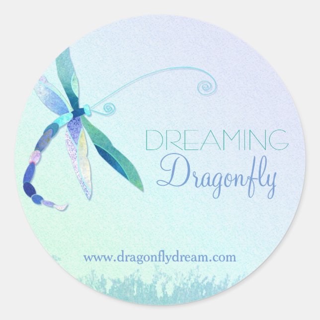 Elegant Dragonfly Business Classic Round Sticker (Front)