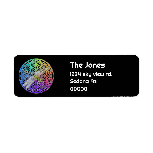 Elegant dragonfly colorful flower of life  (Front)