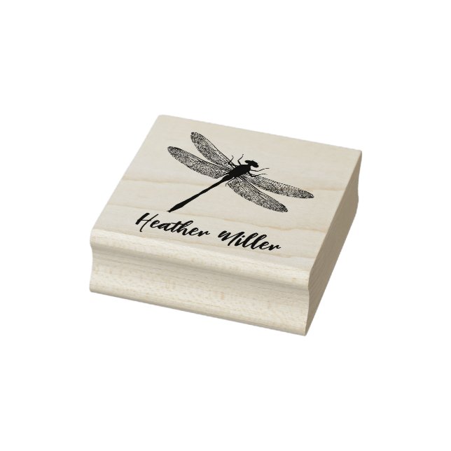 Elegant Dragonfly Custom Name Signature  Rubber Stamp (Stamp)