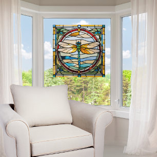 Elegant Dragonfly Faux Stained Glass Window Cling
