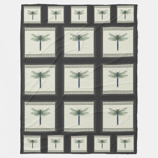 Elegant Dragonfly Fleece Blanket (Front)