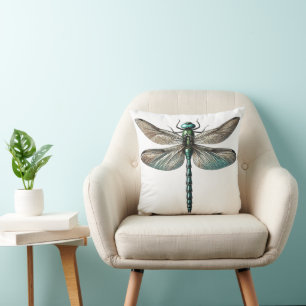 Elegant Dragonfly Nature Inspired Art  Throw Pillow