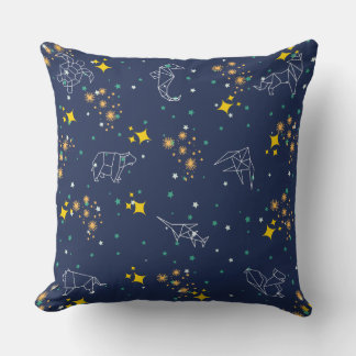 Elegant drawing animals blue sky kids throw pillow