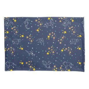 Elegant drawing animals blue sky pattern kids pillowcase