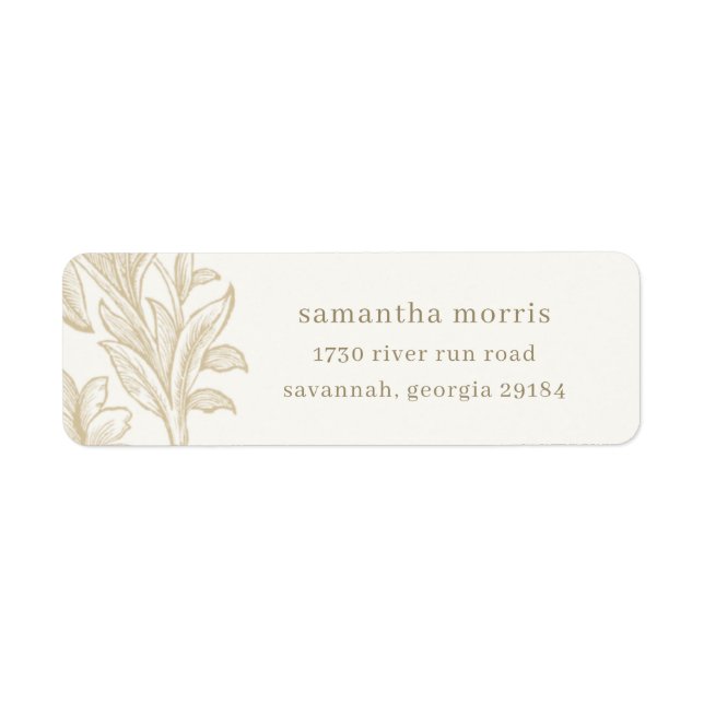 Elegant Drawn Floral Ivory Return Address (Front)