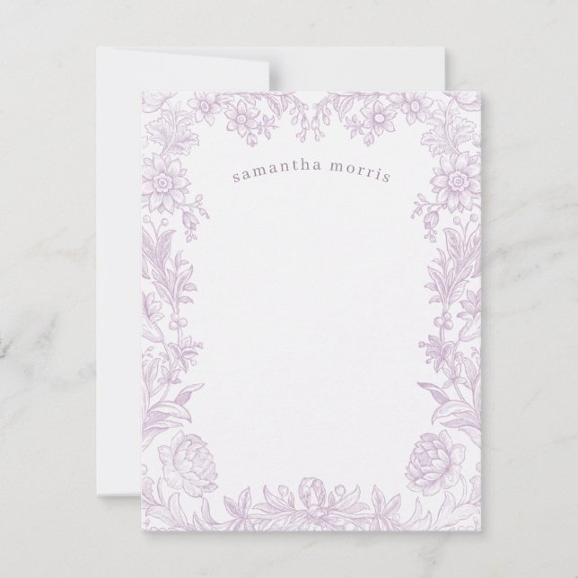 Elegant Drawn Floral Lavender Card (Front)