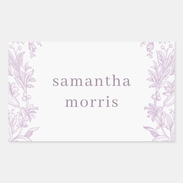 Elegant Drawn Floral Lavender Sticker (Front)