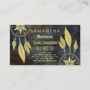 Elegant  Dream Catcher Feathers Yoga Instructor Bu Business Card