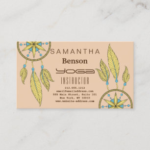 Elegant  Dream Catcher Feathers Yoga Instructor Business Card