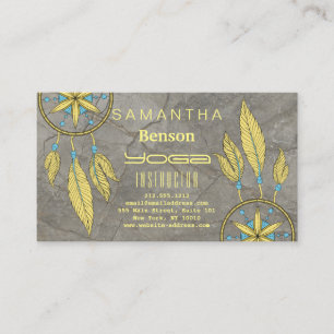 Elegant  Dream Catcher Feathers Yoga Instructor Business Card