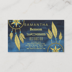 Elegant  Dream Catcher Feathers Yoga Instructor Business Card