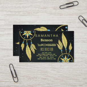 Elegant  Dream Catcher Feathers Yoga Instructor Business Card