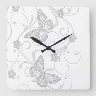 Elegant Dream Grey Butterfly Clock
