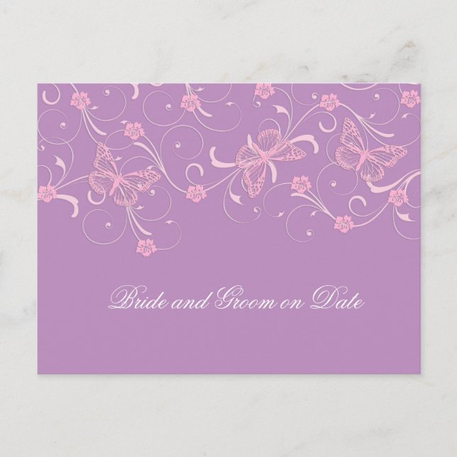 Elegant Dream Lavender Butterfly Save date card (Front)