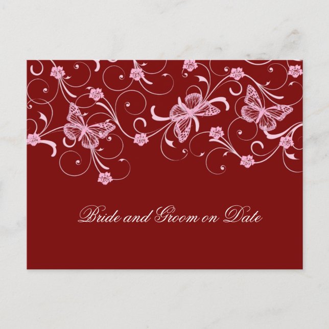 Elegant Dream Red Butterfly Save date card (Front)