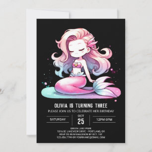 Elegant Dreamy Mermaid Birthday Invitation