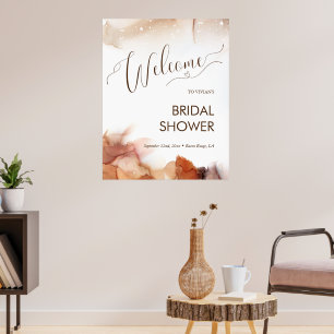 Elegant Dreamy Orange Ink Bridal Shower Welcome Poster