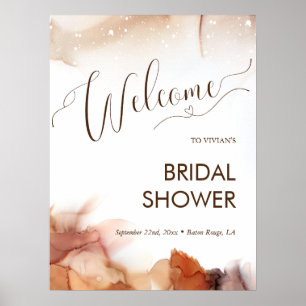Elegant Dreamy Orange Ink Bridal Shower Welcome Poster