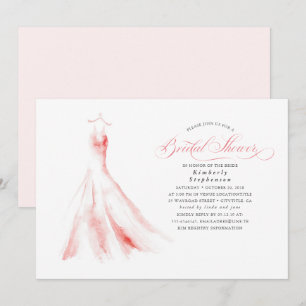 Elegant Dreamy Pink Wedding Dress Bridal Shower Invitation