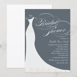 Elegant Dress   Choose Your Own Background Colour Invitation