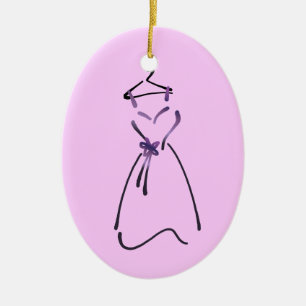 Elegant Dress Design with Customizable Slogan Ceramic Ornament