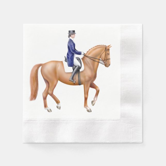 Elegant Dressage Horse Equestrian Paper Napkins (Front)