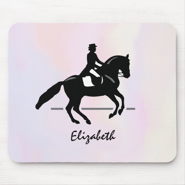 Elegant Dressage Rider on a Watercolor Background Mouse Pad (Front)
