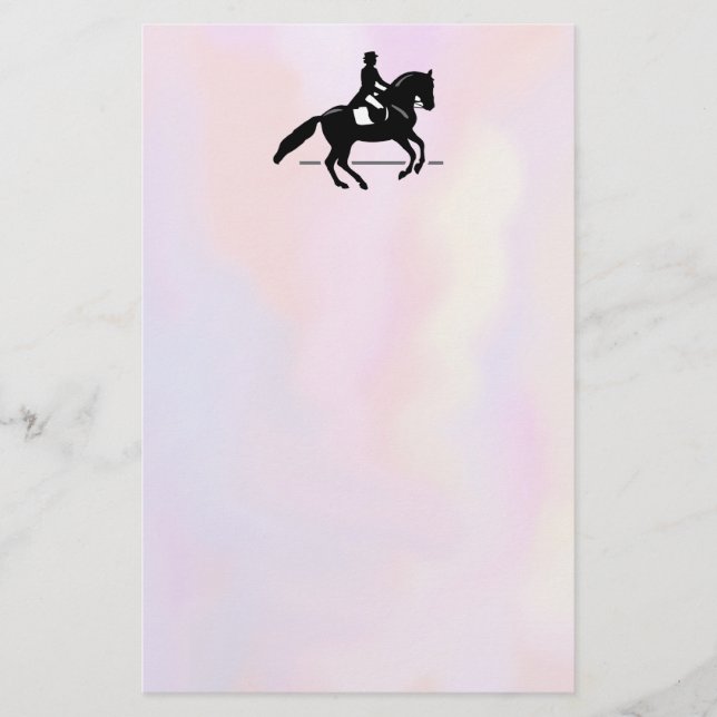 Elegant Dressage Rider on a Watercolor Background Stationery (Front)