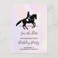 Elegant Dressage Rider on Watercolor Save the Date