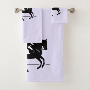Elegant Dressage Rider Performing a Pirouette Bath Towel Set