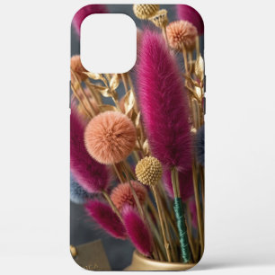 Elegant Dried Bunny Tail & Pom-Pom Floral Botanica iPhone 12 Pro Max Case