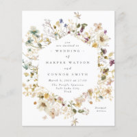 Elegant Dried Wildflower Pampas Floral Wedding Inv